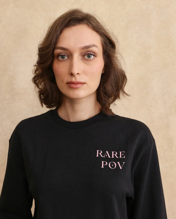 Rareism Women Swoze Primary Black Full Sleeve Sweatshirt