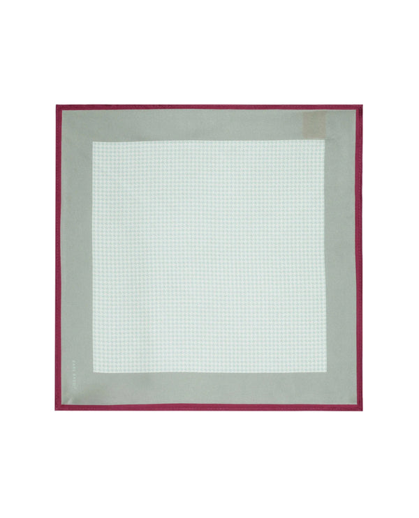 Rare Rabbit Men's Cann Off White Silk Fabric Houndstooth Print Pocket Square