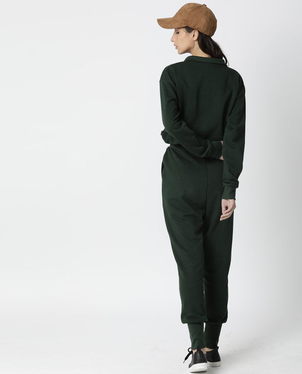 Rareism Women Simp Green Poly Cotton Fabric Tailored Fit Solid Mid Rise Ankle Length Track Pant