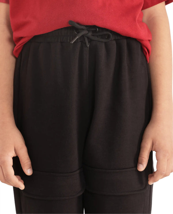 Rare Ones Kids Tami Black Cotton Poly Regular Fit Multipocket Solid Trackpant