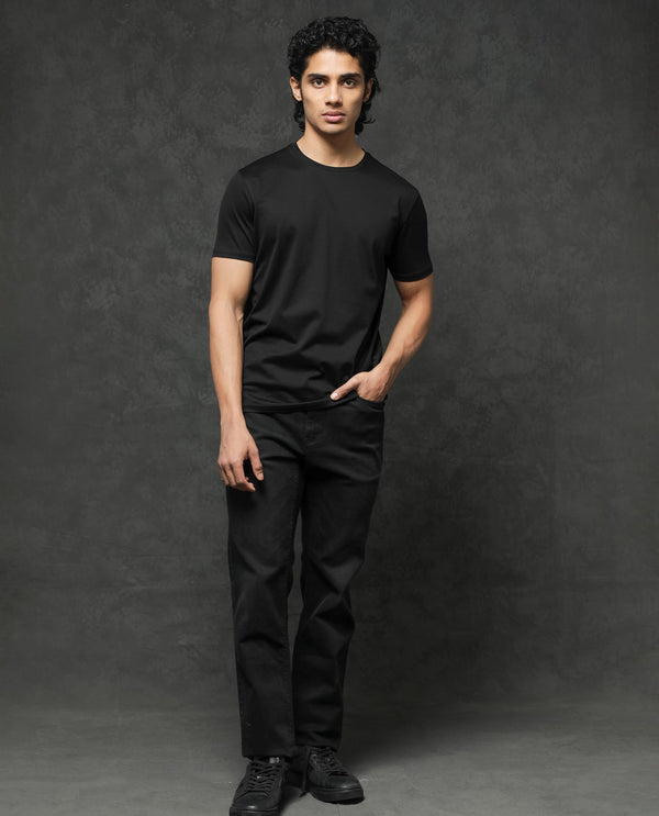Rare Rabbit Mens Tangos Black Short Sleeve Solid T-Shirt
