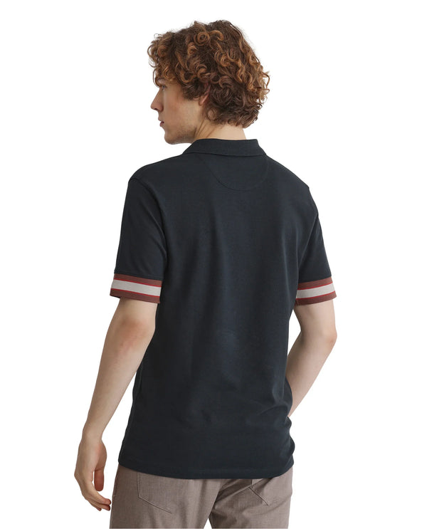 Rare Rabbit Men Tao Green Cotton Pique Fabric Short Sleeve Regular Fit Logo Chest Badge Contrasting Sleeve Plain Polo