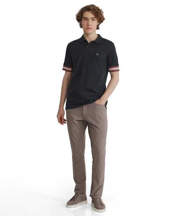 Rare Rabbit Men Tao Green Cotton Pique Fabric Short Sleeve Regular Fit Logo Chest Badge Contrasting Sleeve Plain Polo
