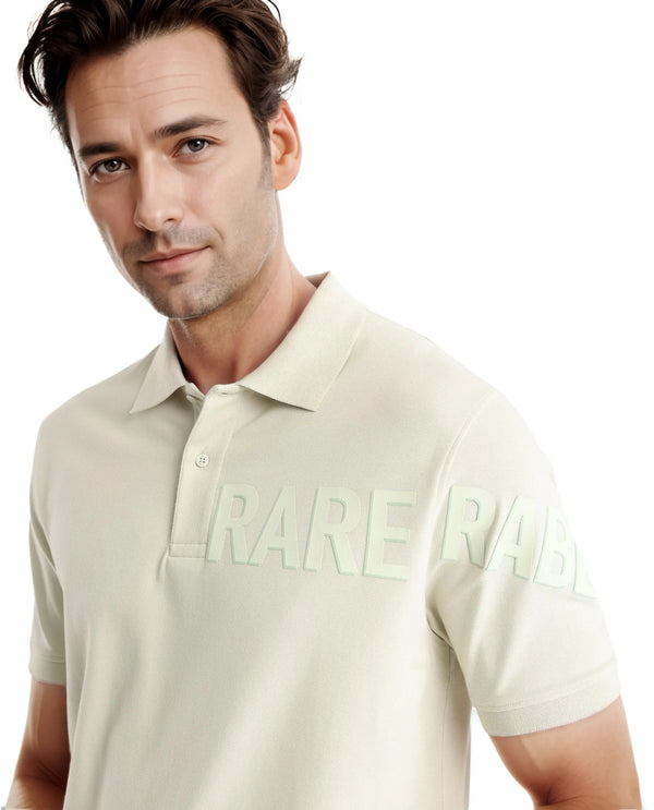 Rare Rabbit Men Taro Dusky Green Cotton Blend Short Sleeve Regular Fit Regular Collared Plain Polo