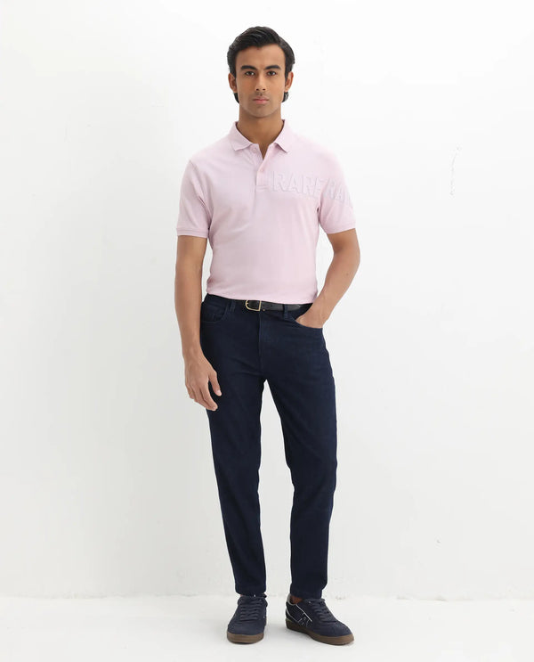 Rare Rabbit Men Taro Pink Cotton Blend Short Sleeve Regular Fit Regular Collared Plain Polo