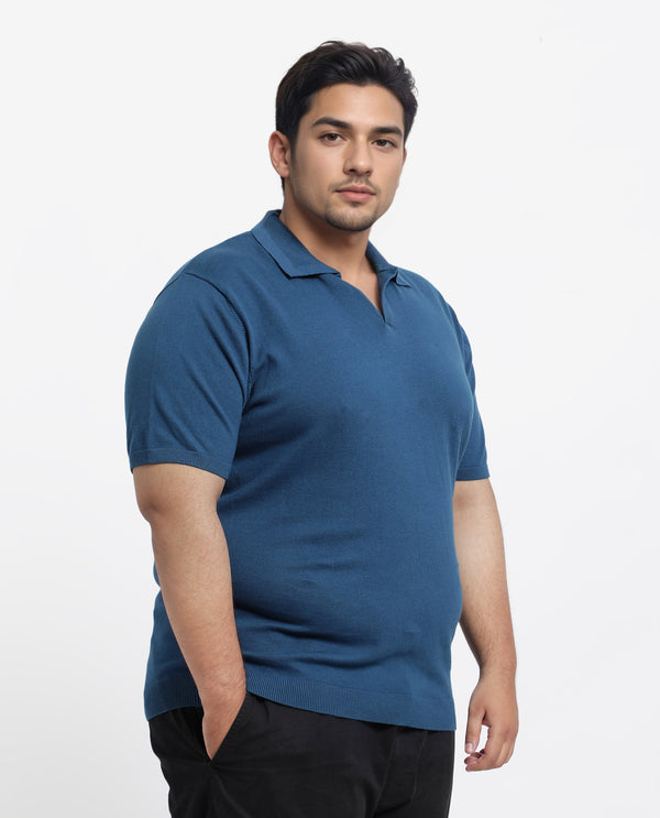Rare Rabbit Men Teny-L Dark Blue Cotton Nylon Fabric Short Sleeve Polo