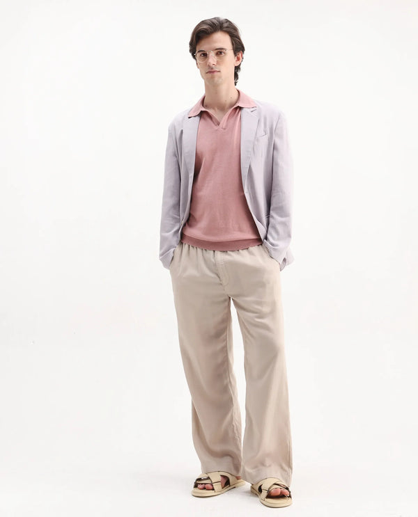 Rare Rabbit Men's Teny Dusky Pink Cotton Blend Fabric Half Sleeve Spread Collar Regular Fit Plain Polo