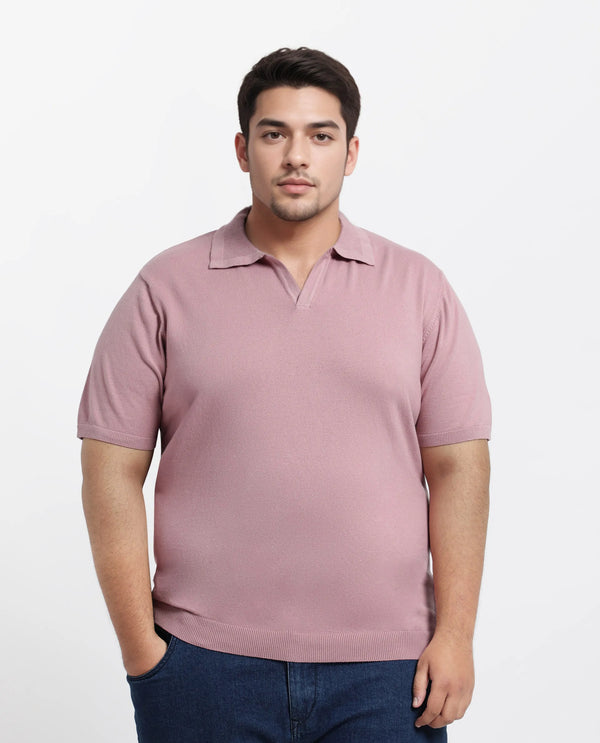 Rare Rabbit Men Teny-L Dusky Pink Cotton Nylon Fabric Short Sleeve Polo