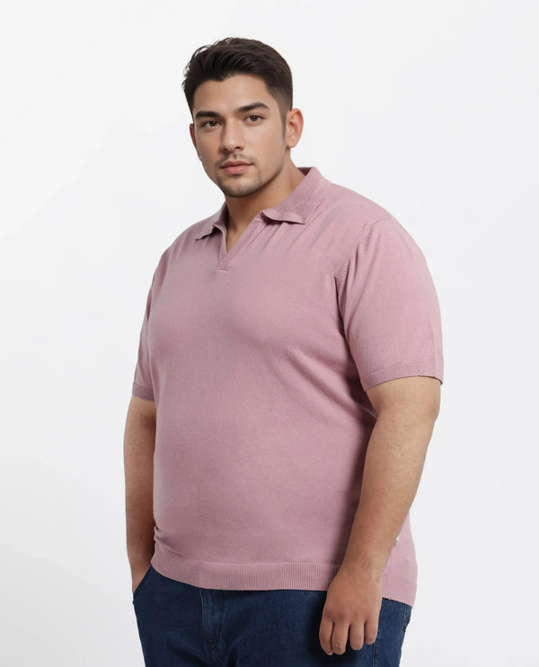 Rare Rabbit Men Teny-L Dusky Pink Cotton Nylon Fabric Short Sleeve Polo