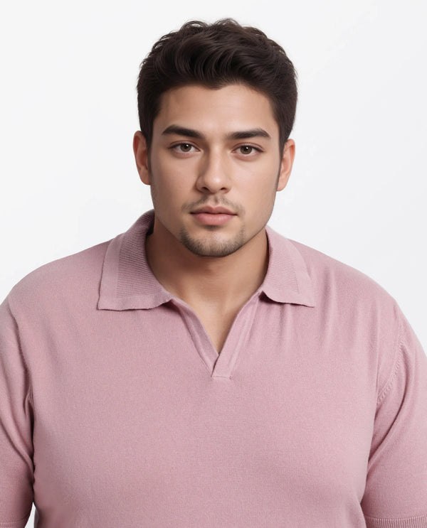 Rare Rabbit Men Teny-L Dusky Pink Cotton Nylon Fabric Short Sleeve Polo