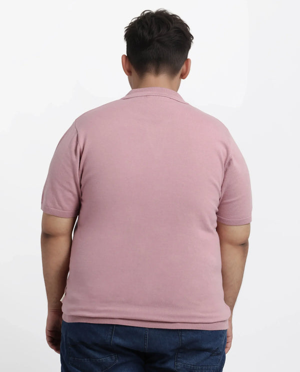 Rare Rabbit Men Teny-L Dusky Pink Cotton Nylon Fabric Short Sleeve Polo