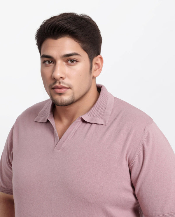 Rare Rabbit Men Teny-L Dusky Pink Cotton Nylon Fabric Short Sleeve Polo