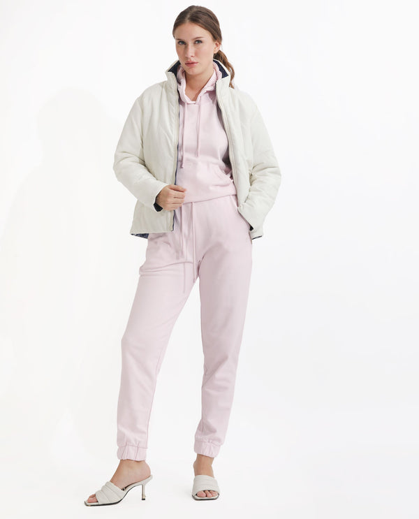 Rareism Women Terac T Light Pink Poly Cotton Fabric Regular Fit Solid Mid Rise Ankle Length Track Pant