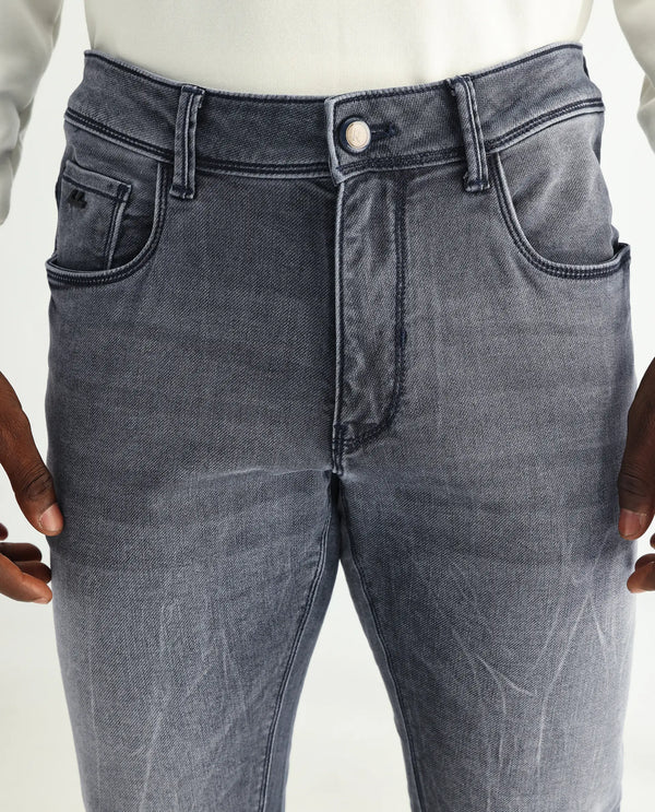 Rare Rabbit Men's Ter Navy Mid Wash Mid-Rise Slim Fit Jeans