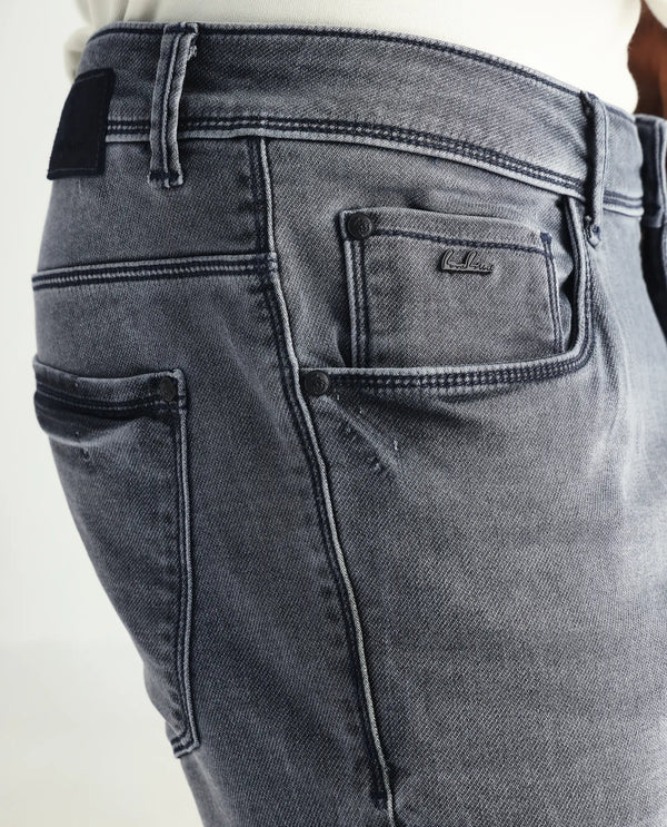 Rare Rabbit Men's Ter Navy Mid Wash Mid-Rise Slim Fit Jeans