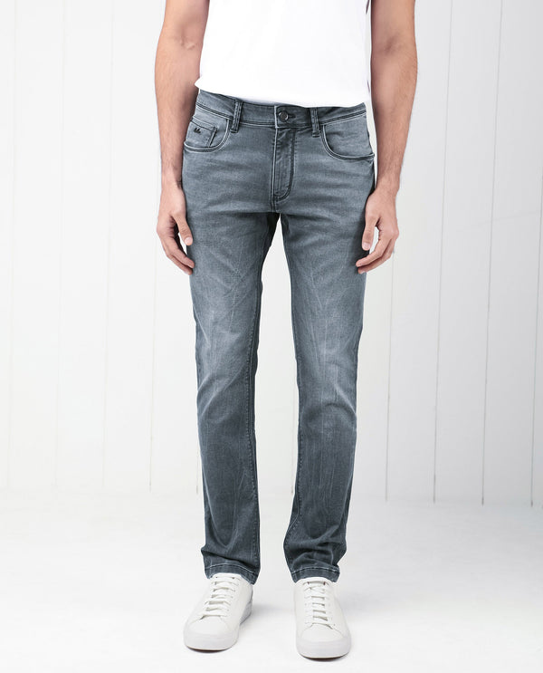 Rare Rabbit Men's Ter Navy Mid Wash Mid-Rise Slim Fit Jeans