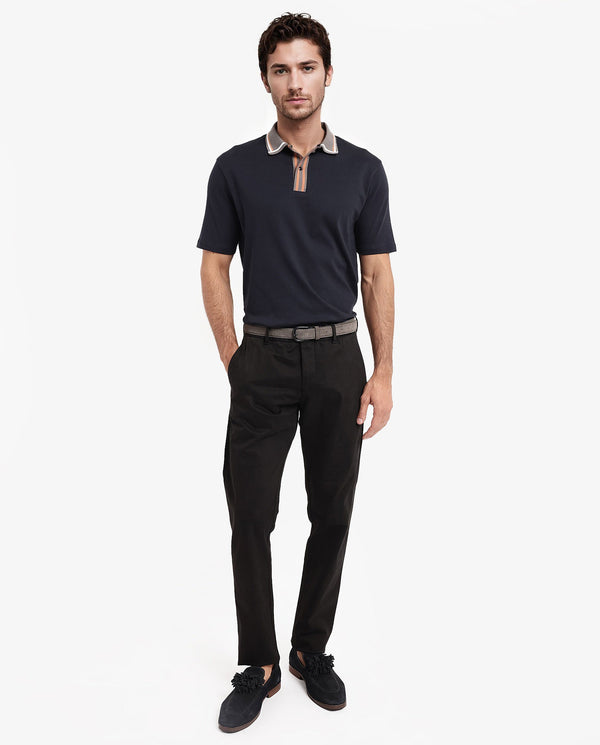 Rare Rabbit Men's Territ Dark Navy Short Sleeve Collared Neck Regular Fit Plain Polo T-Shirt