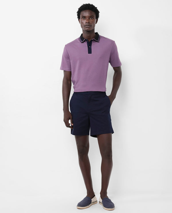 Rare Rabbit Men's Territ Dusky Purple Short Sleeve Collared Neck Regular Fit Plain Polo T-Shirt