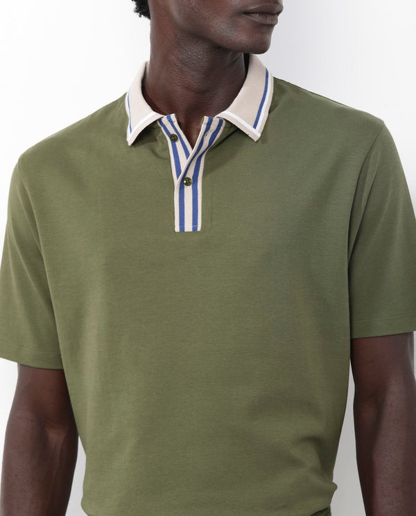 Rare Rabbit Men's Territ Olive Short Sleeve Collared Neck Regular Fit Plain Polo T-Shirt