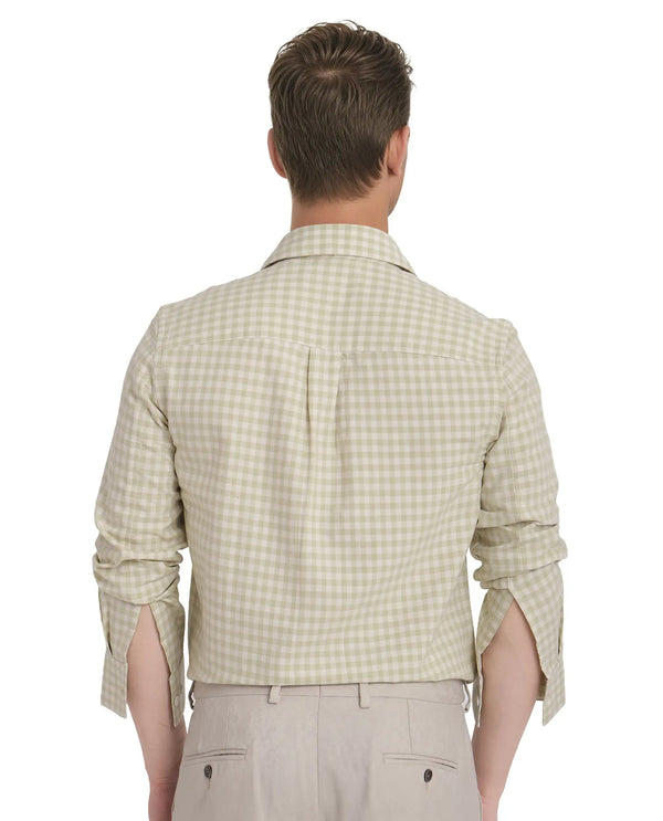 Rare Rabbit Men's Tickog Pastel Green Cotton Fabric Full Sleeve Regular Collared Button Closure Gingham Check Print Shirt