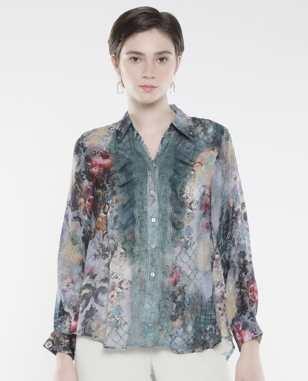 Rareism Women Tinga Multi Viscose Fabric Full Sleeve Collared Neck Button Closure Digital Print Shirt