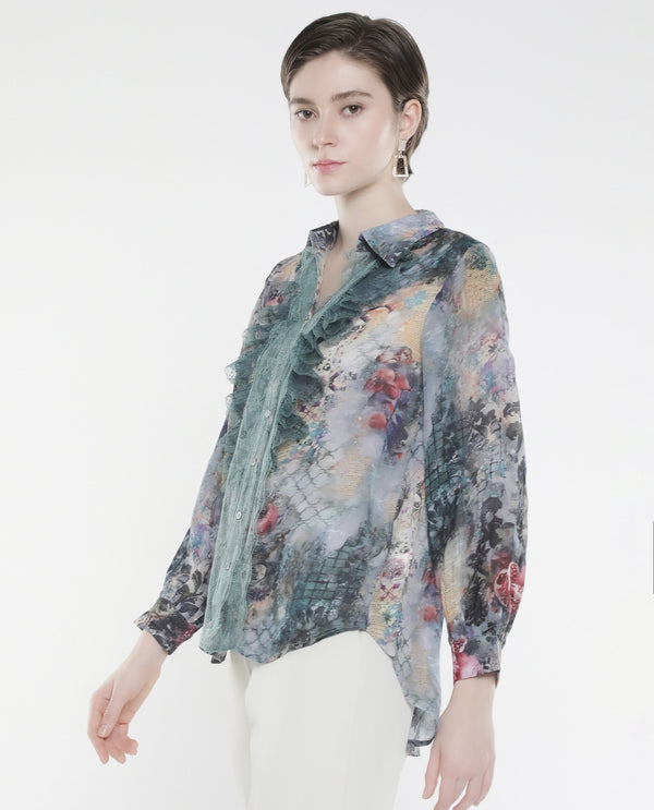 Rareism Women Tinga Multi Viscose Fabric Full Sleeve Collared Neck Button Closure Digital Print Shirt