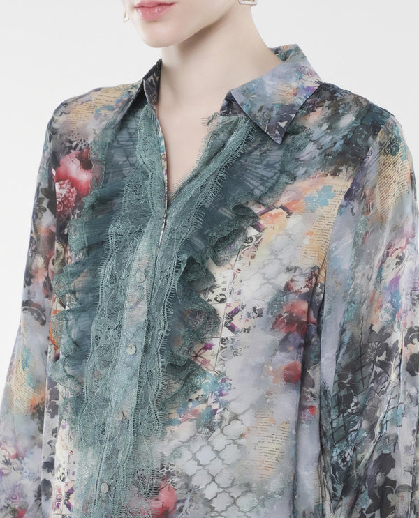 Rareism Women Tinga Multi Viscose Fabric Full Sleeve Collared Neck Button Closure Digital Print Shirt