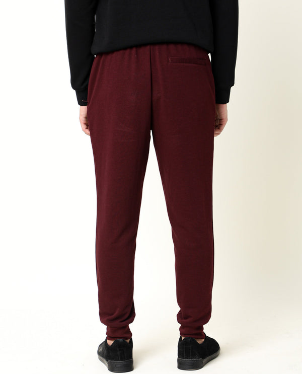 Rare Rabbit Men's Titan Maroon Cotton Polyester Fabric Relaxed Fit Mid Rise Track Pant