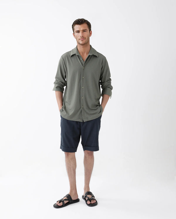 Rare Rabbit Men's Tobbit Olive Cotton Fabric Full Sleeve Collared Neck Button Closure Textured Shirt