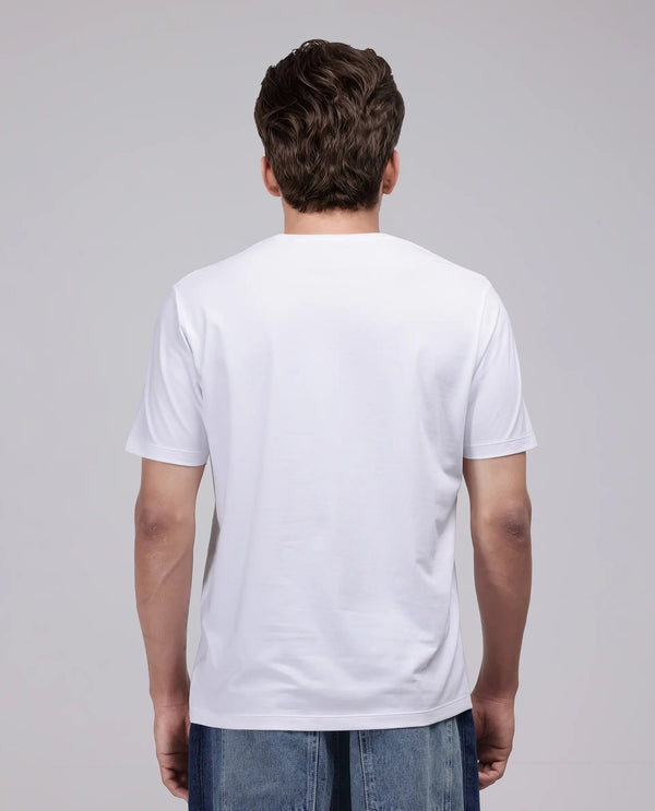 Rare Rabbit Men's Toid White Cotton Blend Fabric Half Sleeve Crew Neck Regular Fit Graphic Print T-Shirt