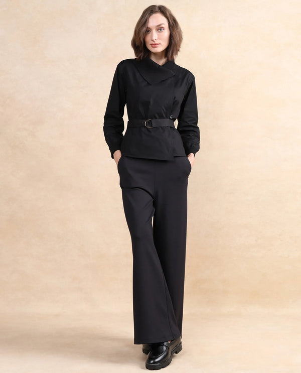 Rareism Women Tokat Black Plain Jacket
