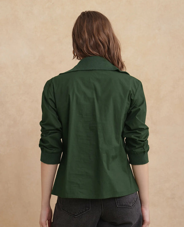 Rareism Women Tokat Olive Plain Jacket
