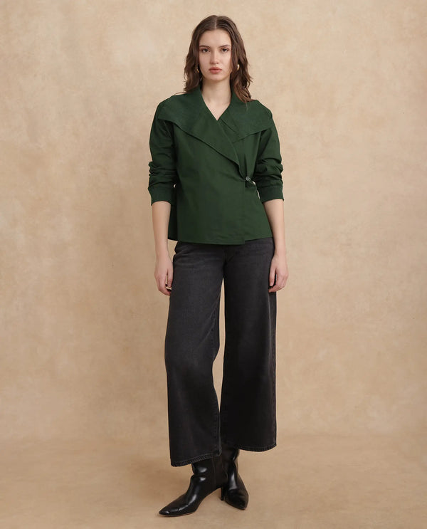 Rareism Women Tokat Olive Plain Jacket