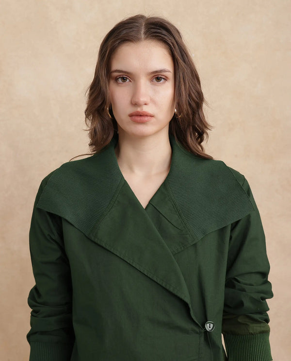 Rareism Women Tokat Olive Plain Jacket