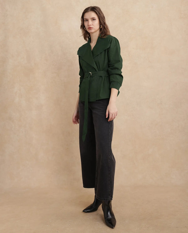 Rareism Women Tokat Olive Plain Jacket
