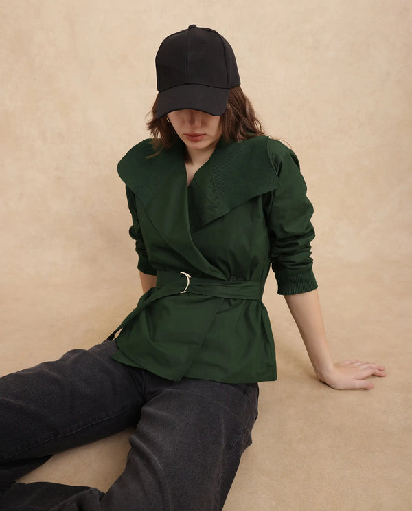 Rareism Women Tokat Olive Plain Jacket