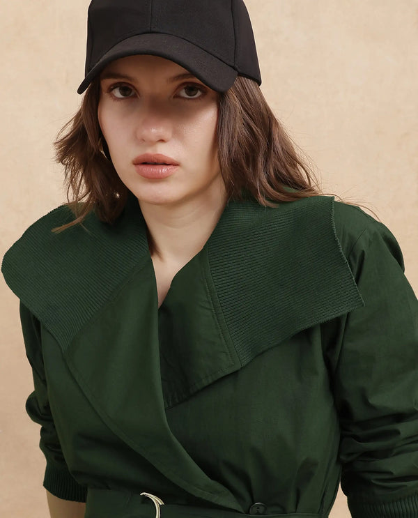 Rareism Women Tokat Olive Plain Jacket