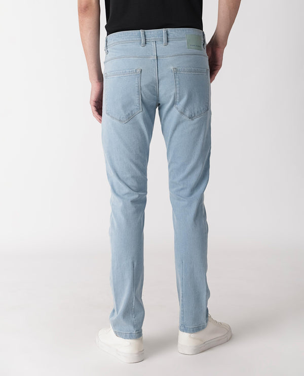 Rare Rabbit Men's Toke Light Blue Ice Wash Mid-Rise Slim Fit Jeans