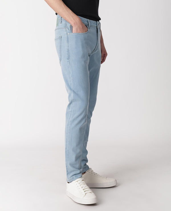 Rare Rabbit Men's Toke Light Blue Ice Wash Mid-Rise Slim Fit Jeans