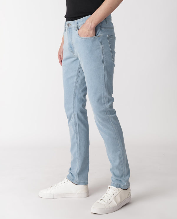 Rare Rabbit Men's Toke Light Blue Ice Wash Mid-Rise Slim Fit Jeans