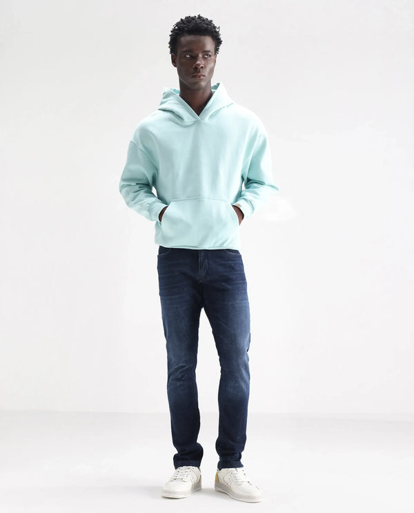 Rare Rabbit Men's Toke Dark Blue Mid Wash Mid-Rise Slim Fit Jeans