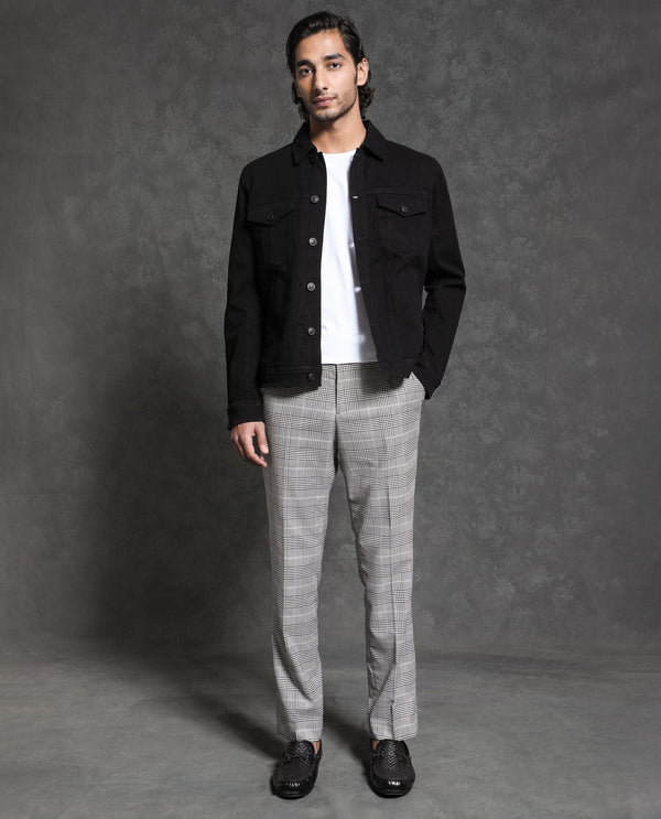 Rare Rabbit Men's Tonk Black Plain Trucker Jacket