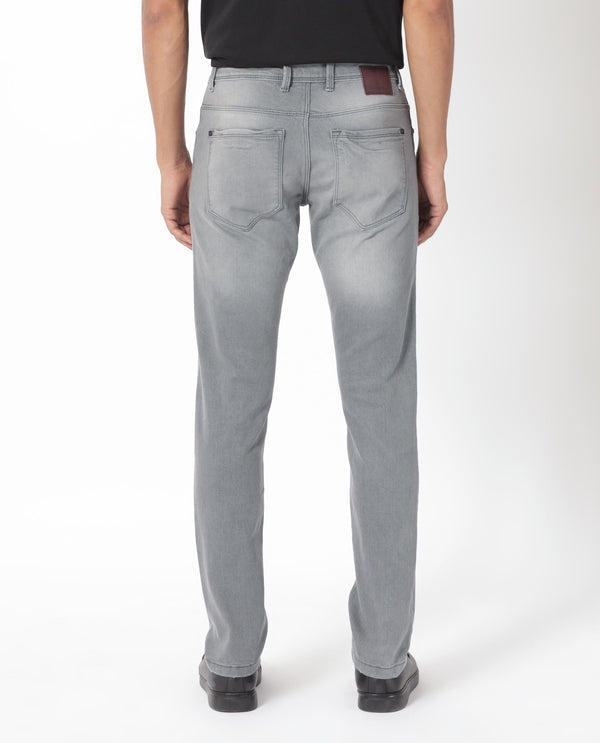 Rare Rabbit Men's Toulouse Light Grey Light Wash Mid-Rise Slim Fit Jeans