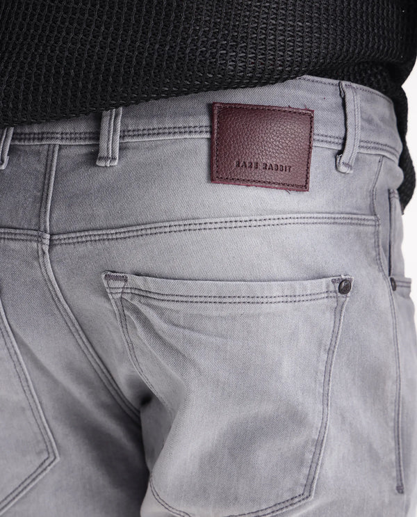 Rare Rabbit Men's Toulouse Light Grey Light Wash Mid-Rise Slim Fit Jeans