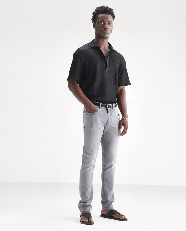 Rare Rabbit Men's Toulouse Light Grey Light Wash Mid-Rise Slim Fit Jeans