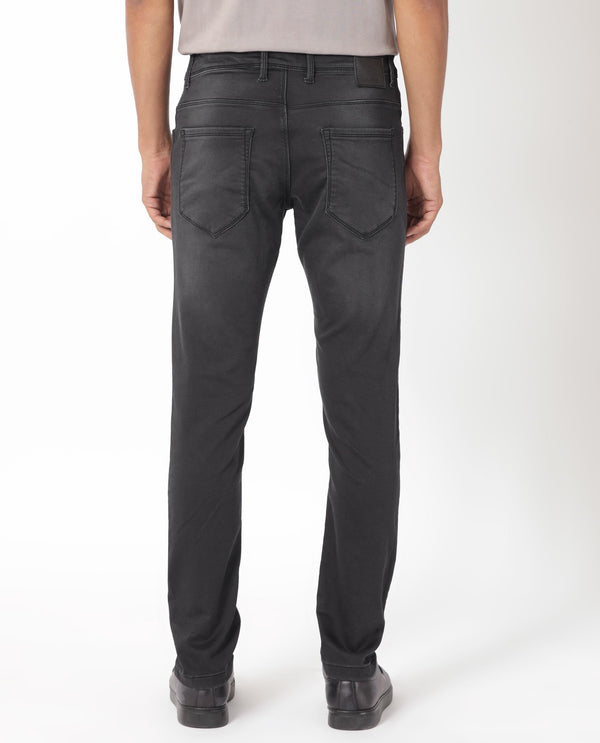 Rare Rabbit Men's Tours Black Mid Wash Mid-Rise Slim Fit Jeans