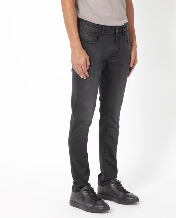 Rare Rabbit Men's Tours Black Mid Wash Mid-Rise Slim Fit Jeans