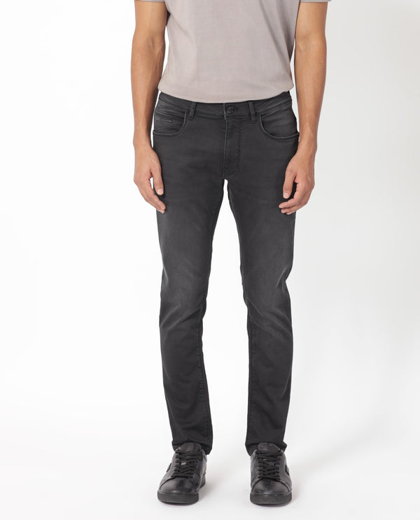 Rare Rabbit Men's Tours Black Mid Wash Mid-Rise Slim Fit Jeans