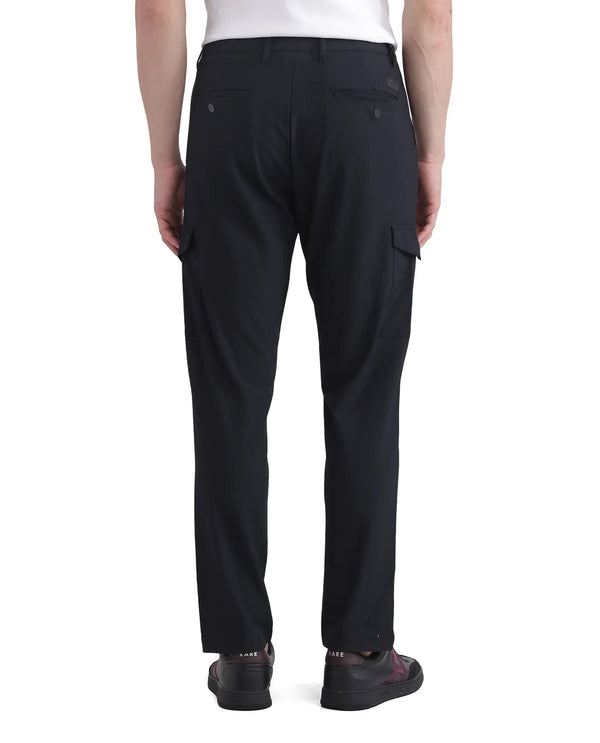 Rare Rabbit Men Traco Black Button And Zip Closure Plain Trouser