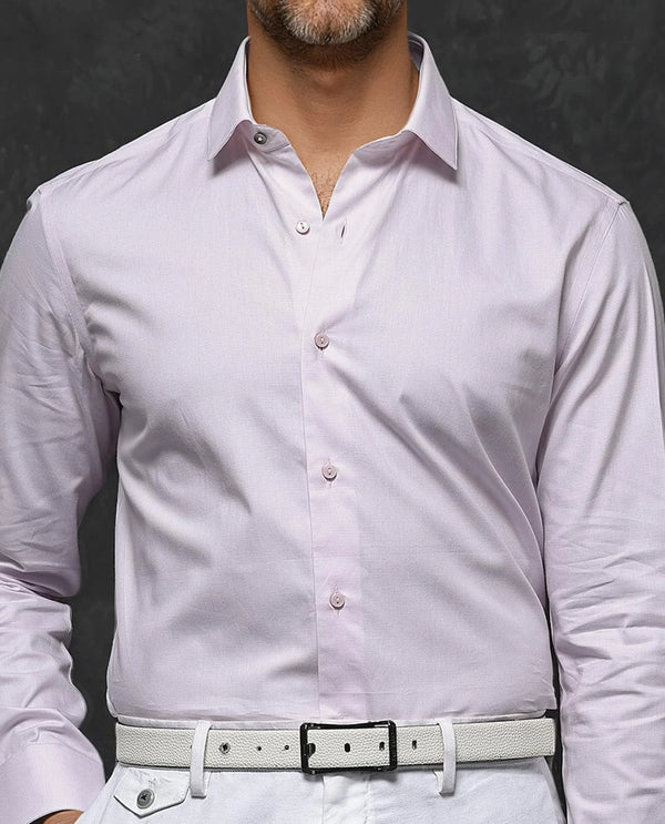 Rare Rabbit Mens Traf Pastel Pink Cotton Dobby Fabric Full Sleeves Regular Fit Solid Shirt